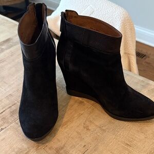 Donald J. Pliner Black Suede Wedge Boots